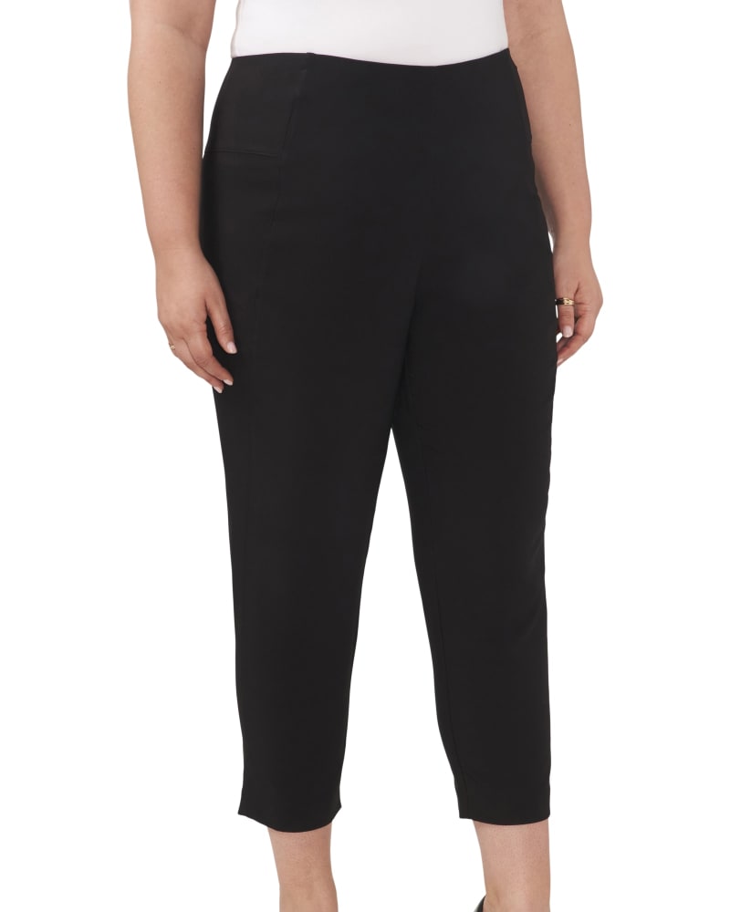 Front of a model wearing a size 14w Jolene Trouser Pant in RICH BLACK by Vince Camuto. | dia_product_style_image_id:261119
